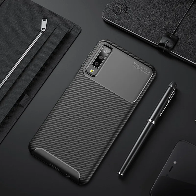Чехол из углеродного волокна для Samsung Galaxy A7 2018 высококачественный чехол с