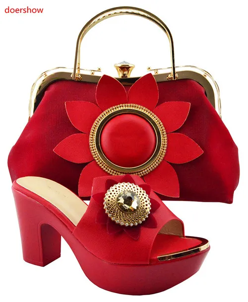 

doershow Matching Shoes and Bag Set In Heels African Shoe and Bag Set for Party In Women Italian Shoes with Matchingbag!SJZS1-38