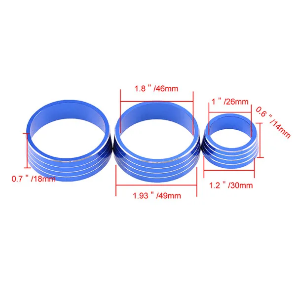 Posbay алюминиевый сплав AC кондиционер контроль тепла объемная отделка кольцо ручка украшение круг для Honda FIT стайлинга автомобилей - Название цвета: Синий