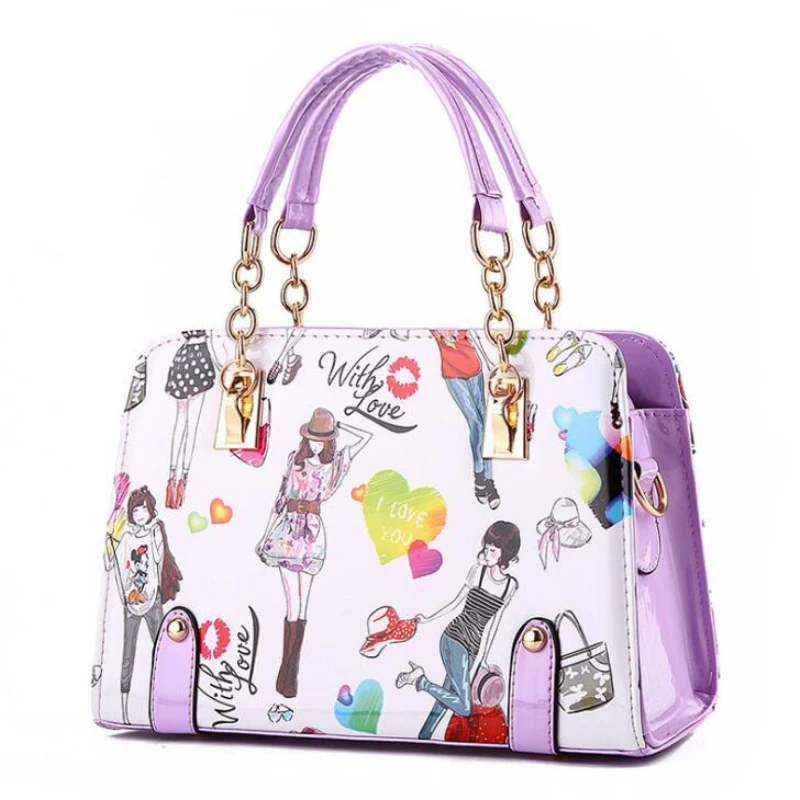 FGJLLOGJGSO العلامة التجارية الإناث لينة قذيفة حقيبة كتف مفردة جديد النساء المطبوعة حقيبة يد فاخرة حريمي السيدات المعادن سلسلة crossbody أكياس