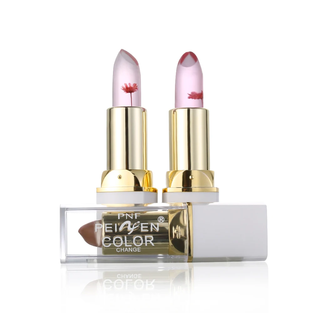 

1Pcs Natural Flower Jelly Gloss Lipstick Temperature Color Change Lip Balm Long Lasting Moisturizing Waterproof Make up Tool