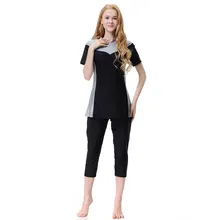 Новинка, Качественные комплекты из 3 предметов, женские Лоскутные Мусульманский купальник, скромные пляжные купальники бикини, купальные костюмы VKYY1038