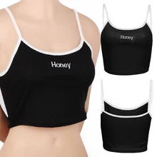 S-XL, летний женский черный/красный/белый сексуальный жилет, Женский Топ без рукавов с надписью honey, модные эластичные майки