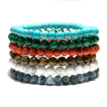 Минималистичные 6 мм бусины из натурального камня, браслет 5 цветов, маленькие бисерные браслеты для мужчин и женщин, ручная бижутерия Erkek Bileklik Masculina