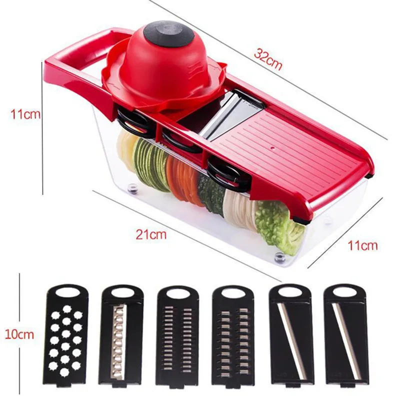 

6 in 1 Multi-functional Vegetable Slicer Shredder Cutter Peeler Chopper Kitchen Gadget Potato Carrot Grater Kitchen Accessroeis