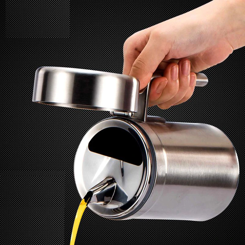 

Large Capacity 1000ml&550ml Stainless Steel Oil Bottle Olive Oil Vinegar Soy Sauce Pot Leak-proof Drops Edible Oil Spice Jar