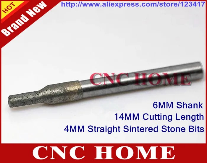 5pcs 4mm Flat Bottomed Sintered Stone Carving Bits, Shank 6mm Engraving