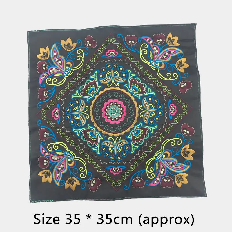 

Big Square Embroidery Patches Ethnic Miao Patch Garment Sewing Accessories Clothing Bag Diy Embroidered Flower Decor