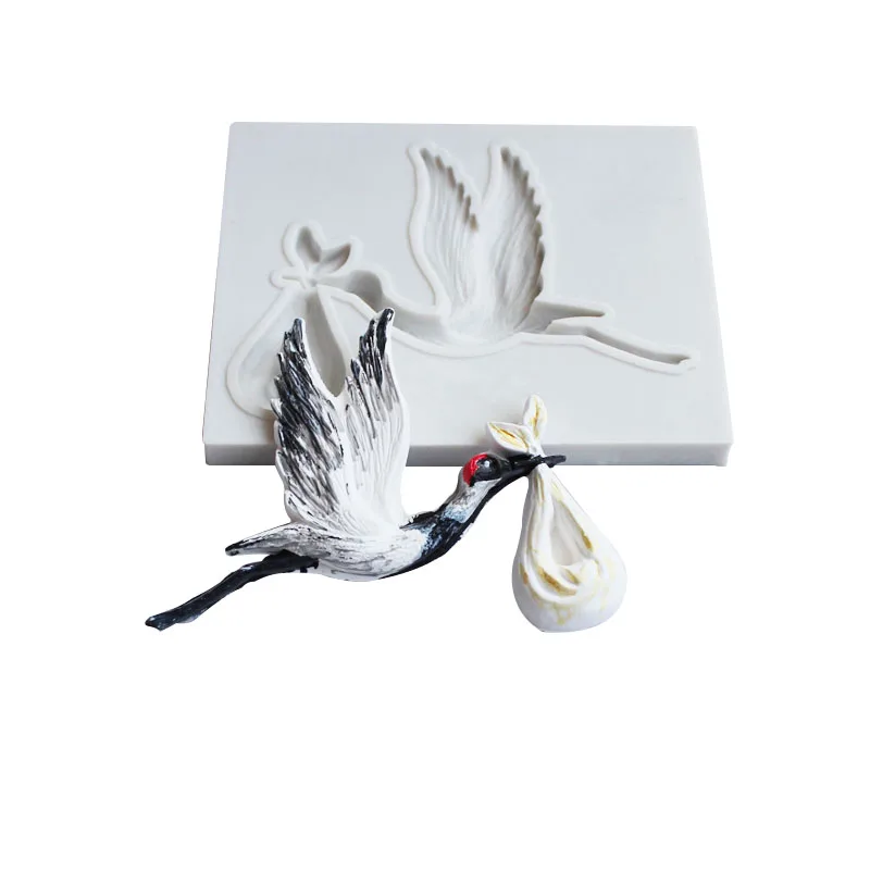 Silicone Mold Flower Silicone Mould Aouke Red-crowned crane Silicone Decorating Molds Cake Silicone Mold Sugarpaste Candy Chocolate Clay Mould