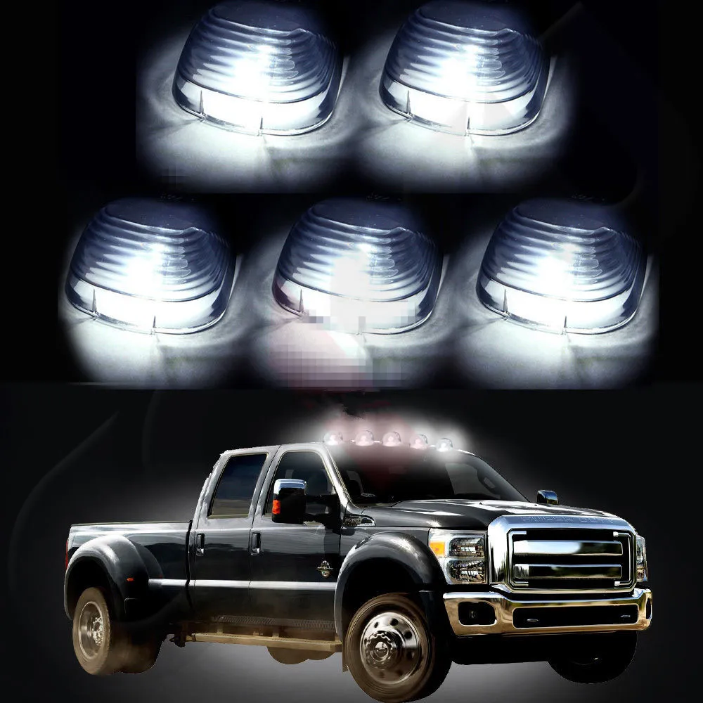 5 smoke roof running lights cab marker cover xenon white ford f350 no lights