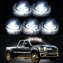 5 Smoke Roof Running Lights Cab Marker Cover+Xenon White T10 LED Bulbs for Ford