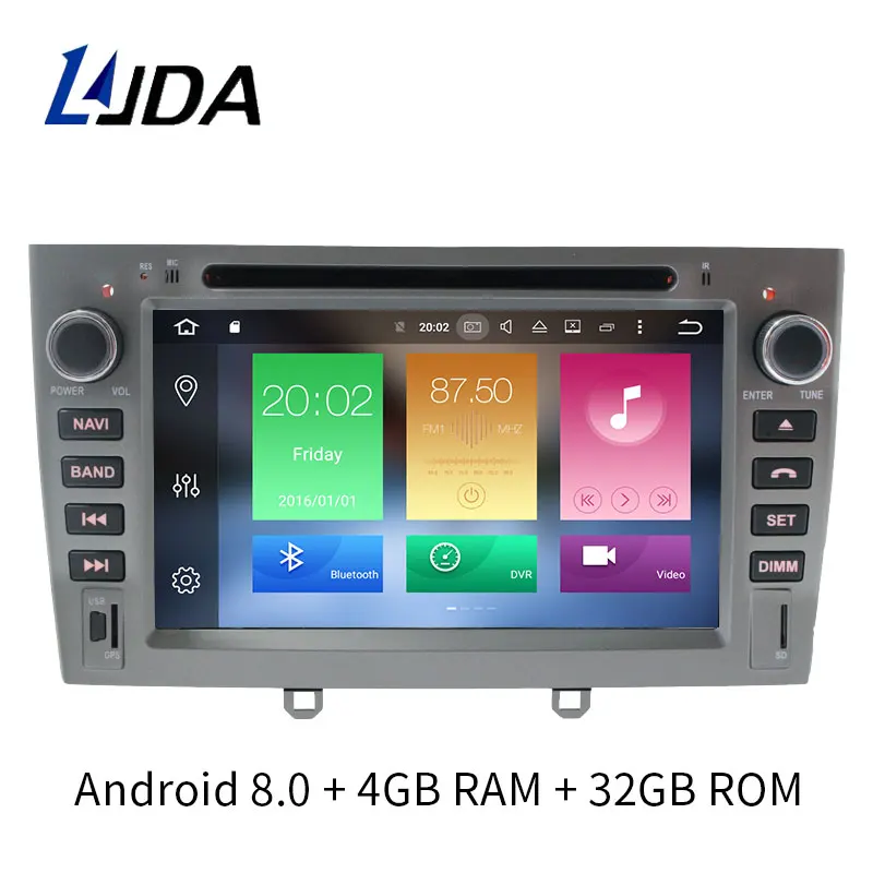 

LJDA 2 Din Octa Cores Android 8.0 Car DVD Player For Peugeot 408 308 308SW GPS Navigation Radio Multimedia 4G+32G WIFi Headunit