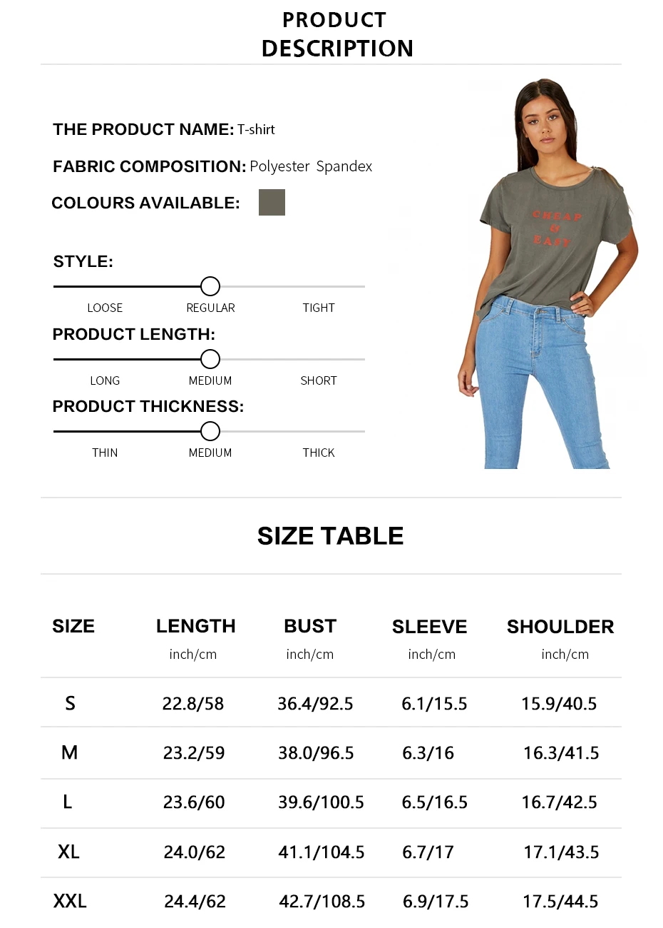 HDY Haoduoyi Summer Fashion Women Dark Grey Tops Brief Letter Printed Crew Neck Short Sleeve T Shirts Casual Basic T-Shirt