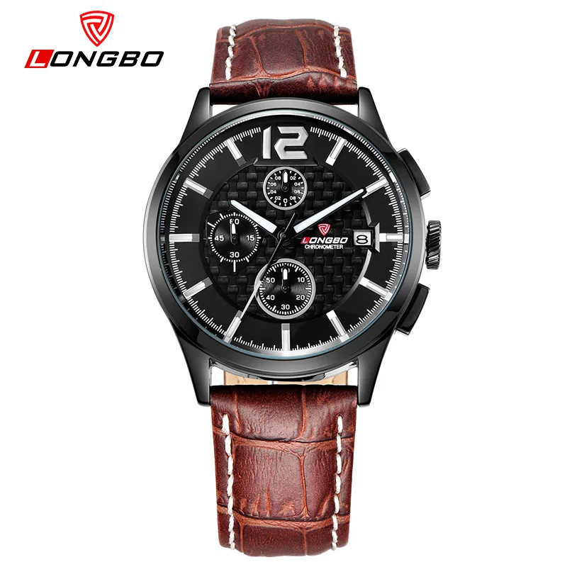 

LONGBO Luxury Brand Watch Men Leather&Stainless Steel Bands Quartz Wristwatches Waterproof Watch Male Relogio Masculino 80178