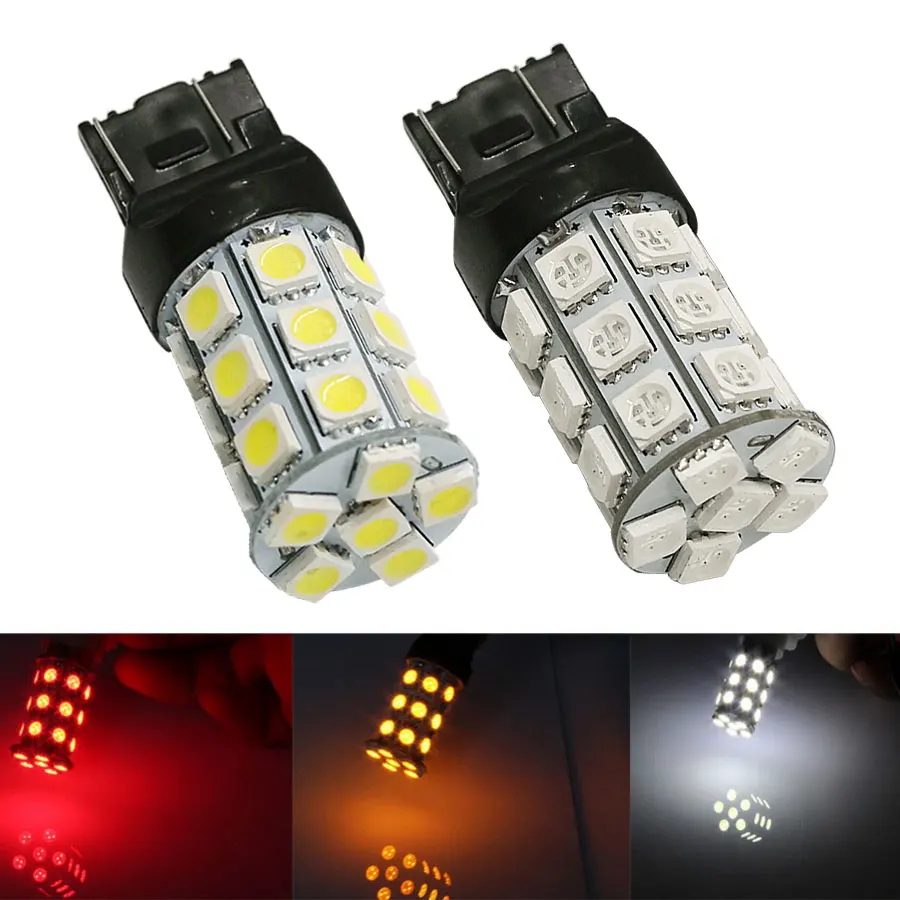 HYZHAUTO 2 шт. T20 W21/5 Вт светодиодный ные Автомобильные фары 7443 5050 27 SMD лампы белого