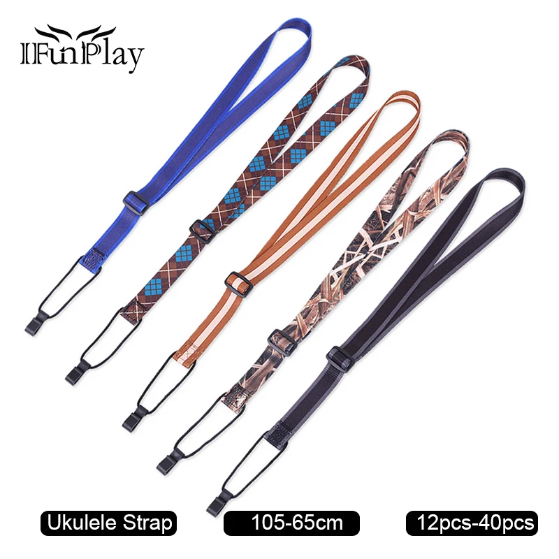 12pcs Multi Color Adjustable Ukulele Strap Nylon Sling