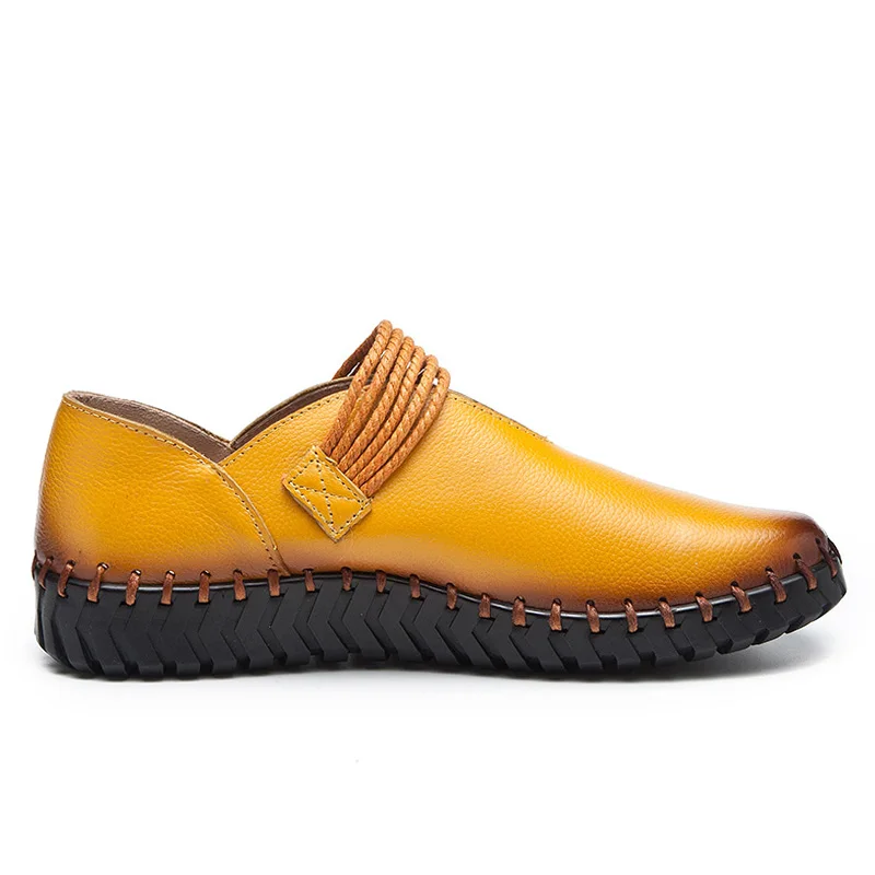 US $22.58 Drkanol Vintage Style Women Flat Shoes Handmade Women Loafers Comfortable Genuine Leather Flats Round Toe Women Casual Shoes