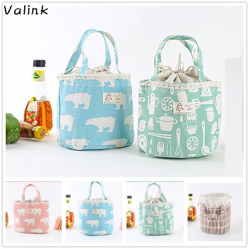 Valink 2018 Portable Cotton font b Lunch b font font b Bag b font for Women