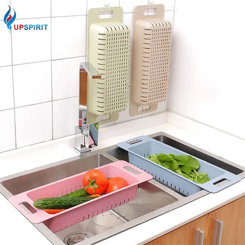

Upspirit Vegetables Drain Rack Adjustable Sink Fruit Storage Holder Kitchen Organizer Colander Storage Drain Basket