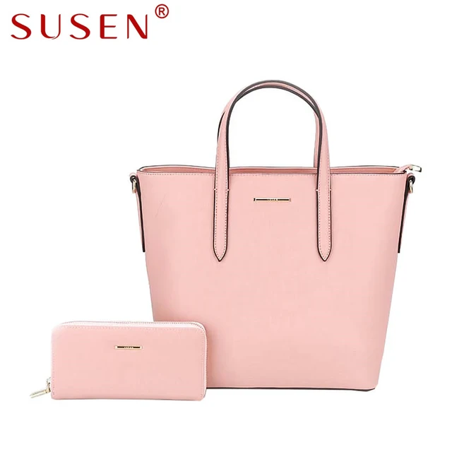SUSEN 6172 Women Handle Shoulder Bag High Quality PU Leather Classic Simple Solid Color