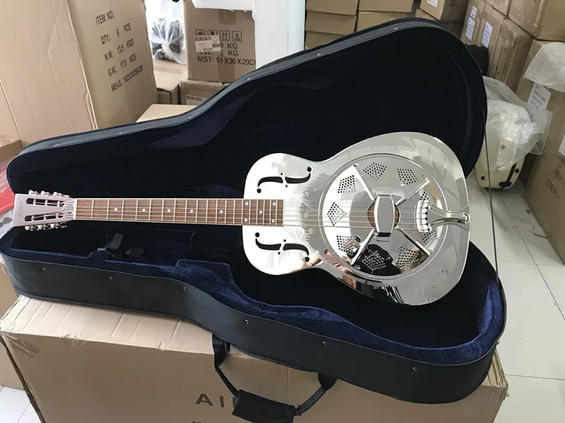 Распродажа новая одноконусная Глянцевая хромированная колокольчик латунь корпус Блюз слайд резонаторная гитара A38-BA