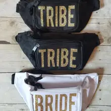 На заказ любой текст блеск поясные сумки для вечеринки вечерние-Свадебные вечерние-надпись «Bride Tribe» отряд-Fanny Pack-Свадебная вечеринка
