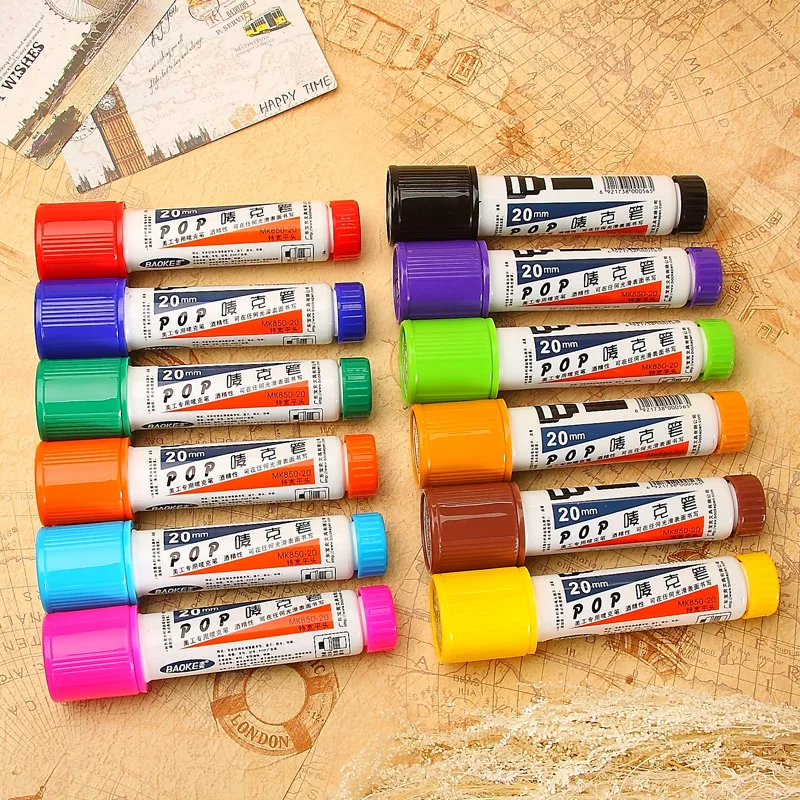 12 Цветов/коробка красочные 20mm-flat-tip Книги по искусству маркер для рекламы и post и канцелярских товаров