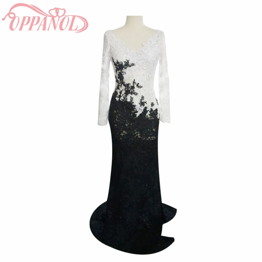 Elegante Damen Schwarz Weiss Spitze Appliques Seitenschlitz Meerjungfrau Abendkleider Einfache Lange Bodenlangen Formale Partei Abschlussball Kleider Prom Gown Mermaid Evening Dressevening Dress Aliexpress