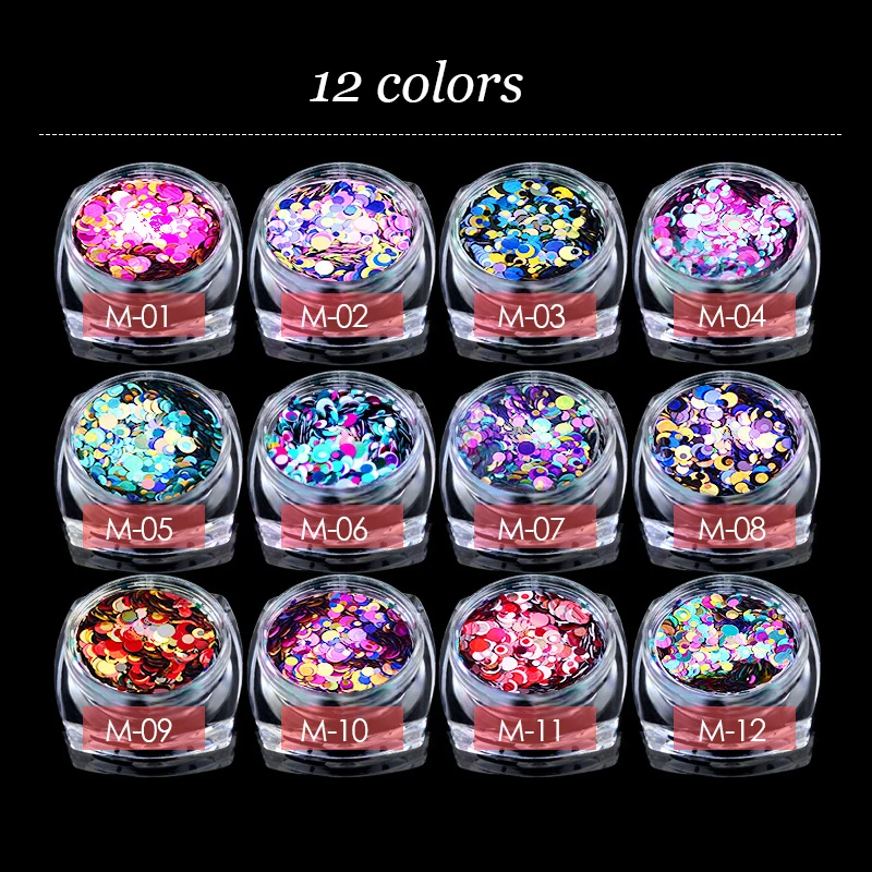 

Nail Art Decorations Colorful Sparkly Sequins Nails Glitter Tips Shiny Mini Round Ultrathin 3D DIY Nail Accessories for Manicure
