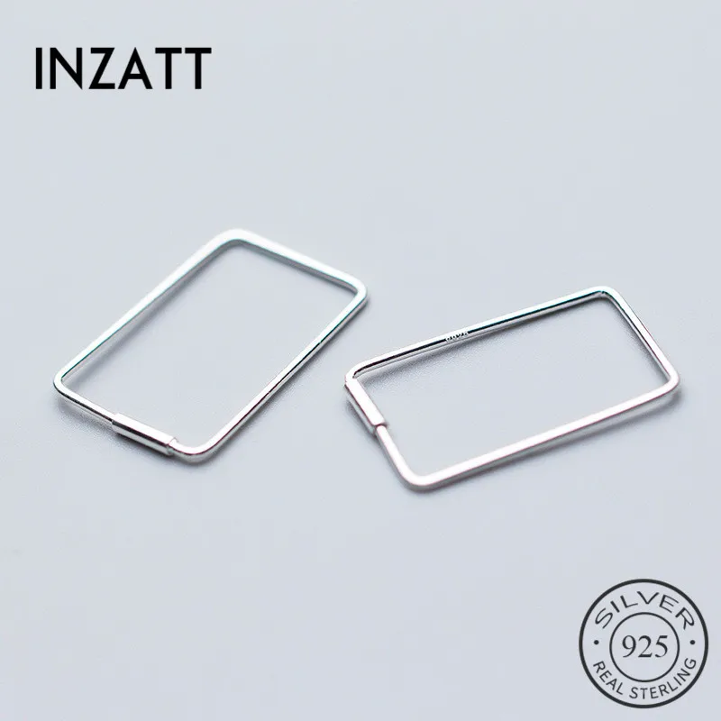 

INZATT Real 925 Sterling Silver Minimalist Geometric Hoop Earrings Square Punk Fine Jewelry Fashion Women Earrings 2018 Gift