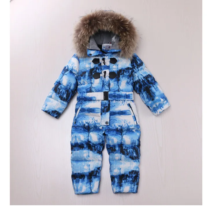 Новое поступление, теплый Детский пуховик, комбинезон с натуральным мехом для маленьких девочек и мальчиков, детский зимний лыжный костюм, утепленные комбинезоны для детей 3-8 лет
