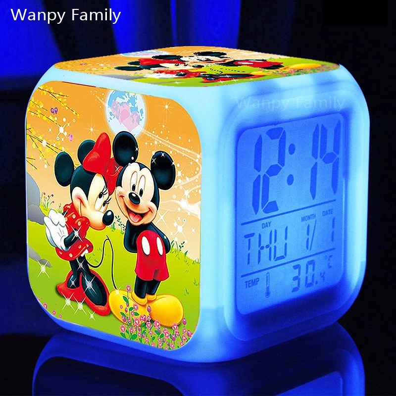 

Lovely Mickey Mouse Minnie Mouse Alarm Clocks,Glowing LED Color Change alarm clocks Kids Multifunctio digital alarm clocks