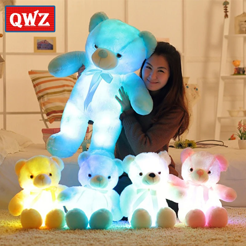 

QWZ 75cm/50cm Romantic Colorful Flash Light up LED Teddy Bear Plush Toy Doll Kids Toys Children Christmas Birthday Decoration