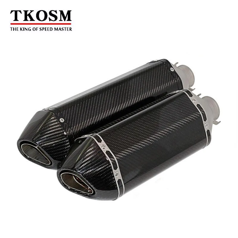 

TKOSM 2017 New Model High Quality Real Carbon Fiber ID:51mm Universal Motorcycle Exhaust Pipe Muffler Racing Exhaust Z800 Z1000