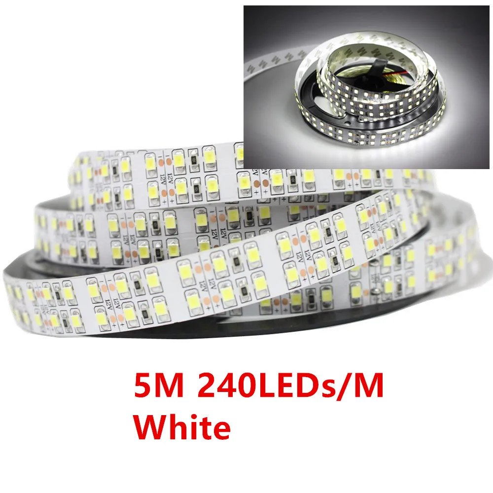 240/480 светодиодный s/m SMD2835 Светодиодные ленты 12V 5 м не водонепроницаемый RGB светодиодные полосы не водонепроницаемый гибкий светодиодный светильник с двойным рядом камней Светодиодные ленты 2835 белый