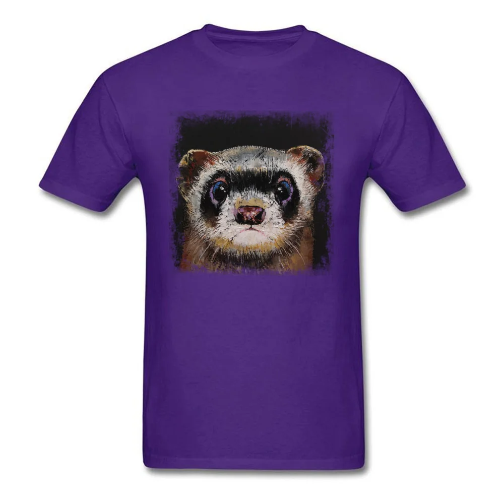 Cheap Mens T-shirts FERRET Casual Tops Shirt 100% Cotton Short Sleeve Birthday Clothing Shirt Crewneck Free Shipping FERRET purple