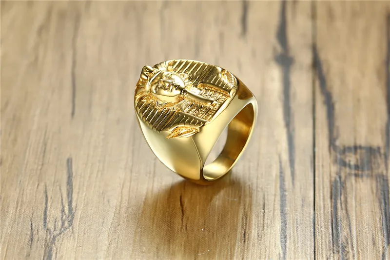 Mostyle, золотого цвета, таинственные египетские кольца с Фараоном, рок, титан, нержавеющая сталь, мужские кольца с печаткой для мужчин, ювелирные изделия
