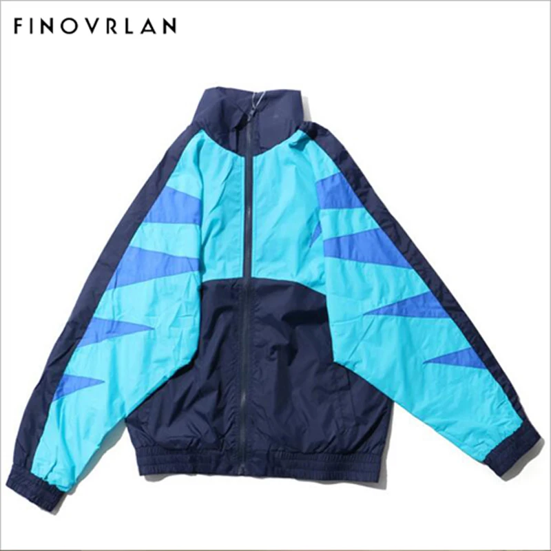 2018 Color Block Track Jacket Men Full Zipper Windbreaker Jackets Coat