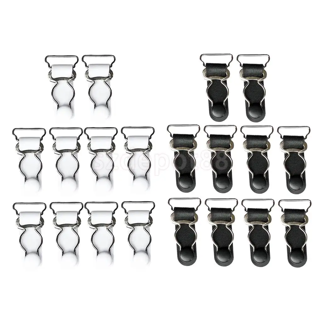 20pcs/set White Black Women Garter Belt Straps Grips Thigh High Stockings Suspenders Hooksin