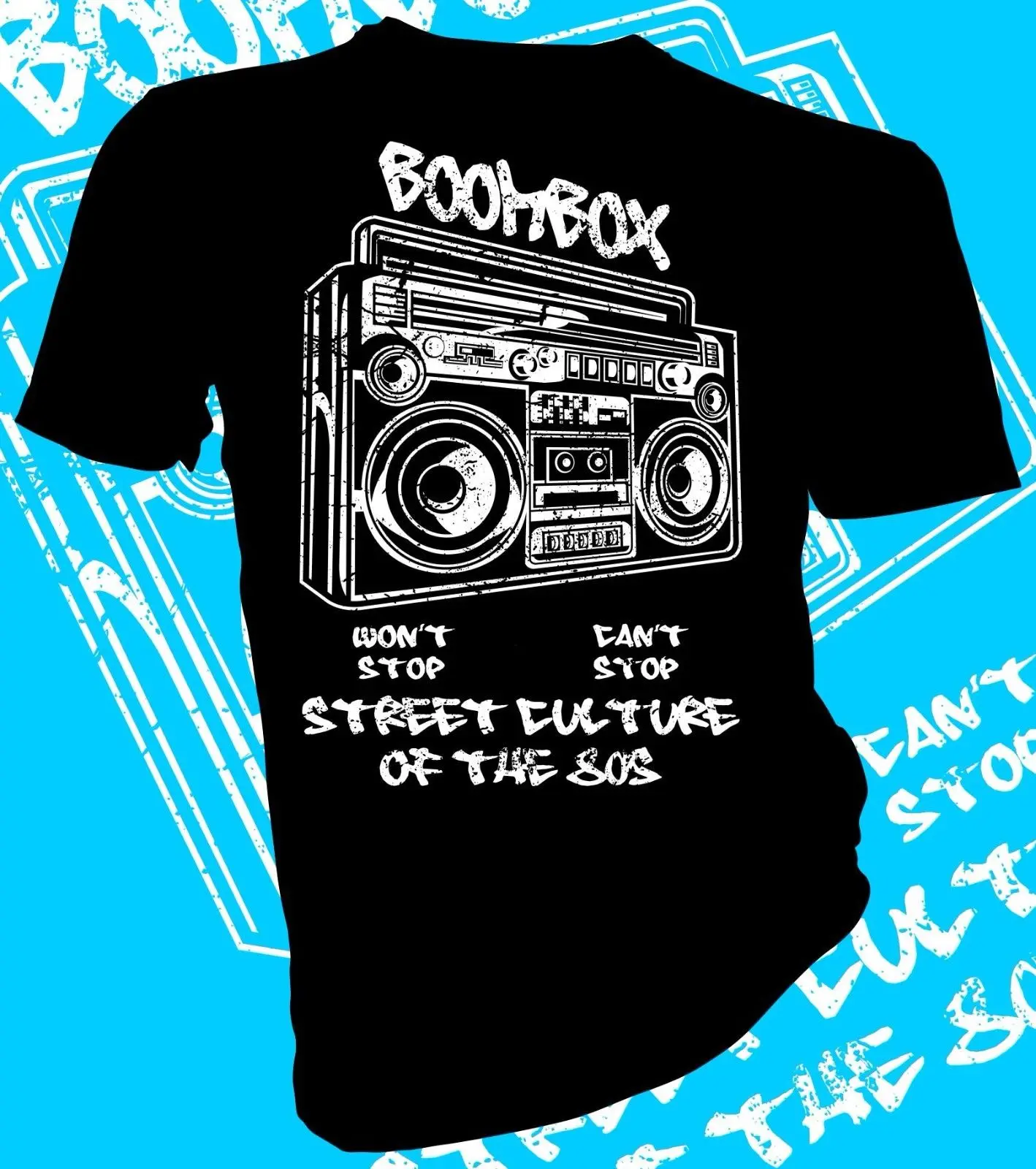 2018 New Fashion Men Tee Shirt Boombox Street Culture 1980, Music, 80s