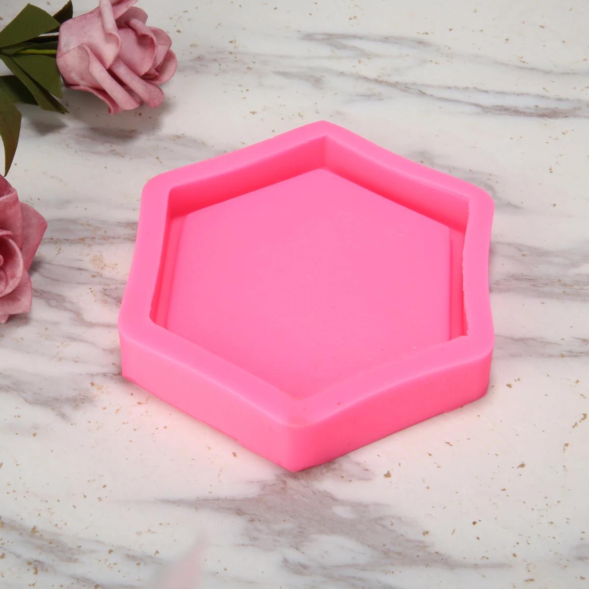 Hexagon Shaped Cement Mould Flowerpot Bottom Tray Molds Candlestick Crafts Concrete Planter Silicone Mold Colors Random