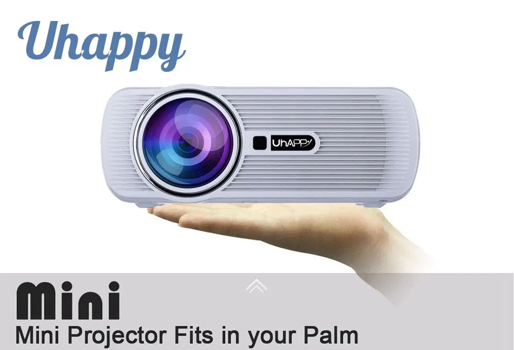 

Proyector de vídeo Uhappy para Proyector de cine en casa con HDMI USB VGA AV&TV para Proyector Led Full HD 1080 p