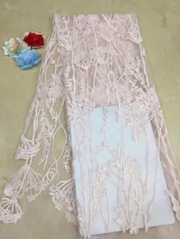 

French Net Lace 2019 Latest african guipure lace sequins fabric with embroidery mesh tulle green Sequins French lace fabric blue
