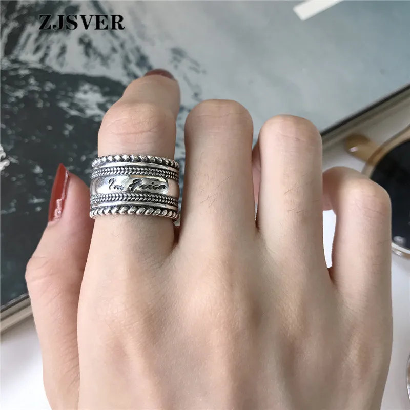 

ZJSVER Korean Jewelry 925 Sterling Silver Ring Fashion Retro Multi-layer Twist Opening Adjustable Women Ring For Festival Gift