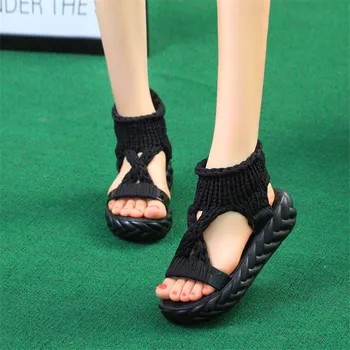

2019 new summer student knitting yarn fashion casual ladies sandals