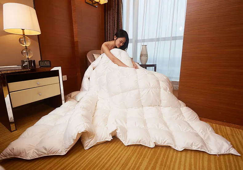 Более 95% гусиный пух наполнитель пуховое одеяло зимнее теплое одеяло белое гусиное перо одеяло Полный Твин queen King размер розовый белый серый