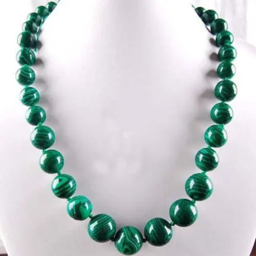 

free shipping 6-14mm Green Gorgouese Malachite Gem Round Beads Necklace 18" LL002