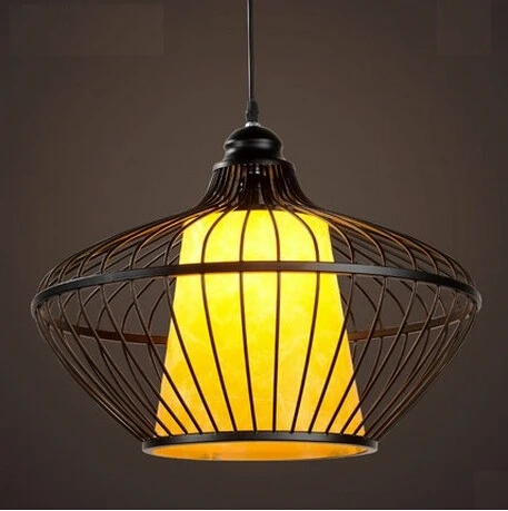 

Iron Cage Loft Style Creative LED Pendant Lights Fixtures Vintage Industrial Lighting For Dining Room Suspension Luminaire