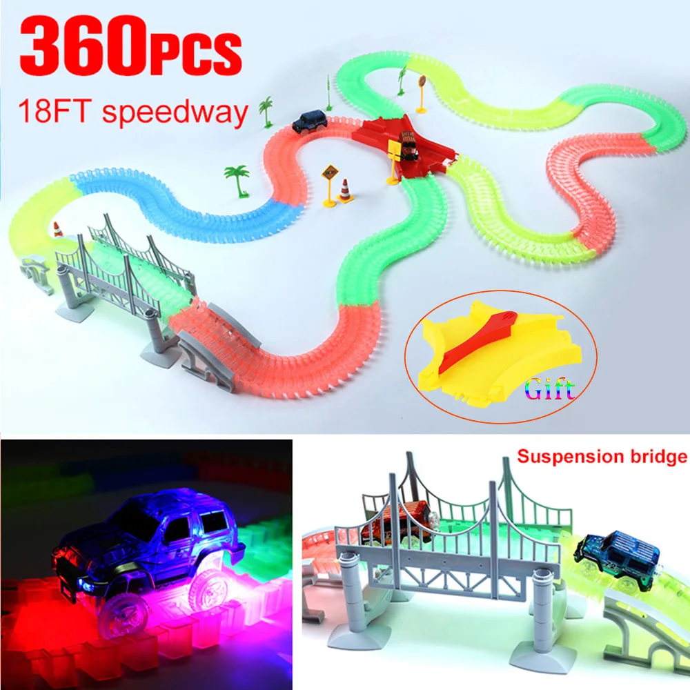 

Magical track funny Glowing Race Tacks Flexible in the Dark Racing Tracks Car Toy Set with LED For Kids Birthday Children's Gift