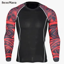 Для мужчин сжатия Бег рубашка с длинным рукавом дышащий быстросохнущая футболка Бодибилдинг Вес подъема База Слои Фитнес Tight Топы корректирующие
